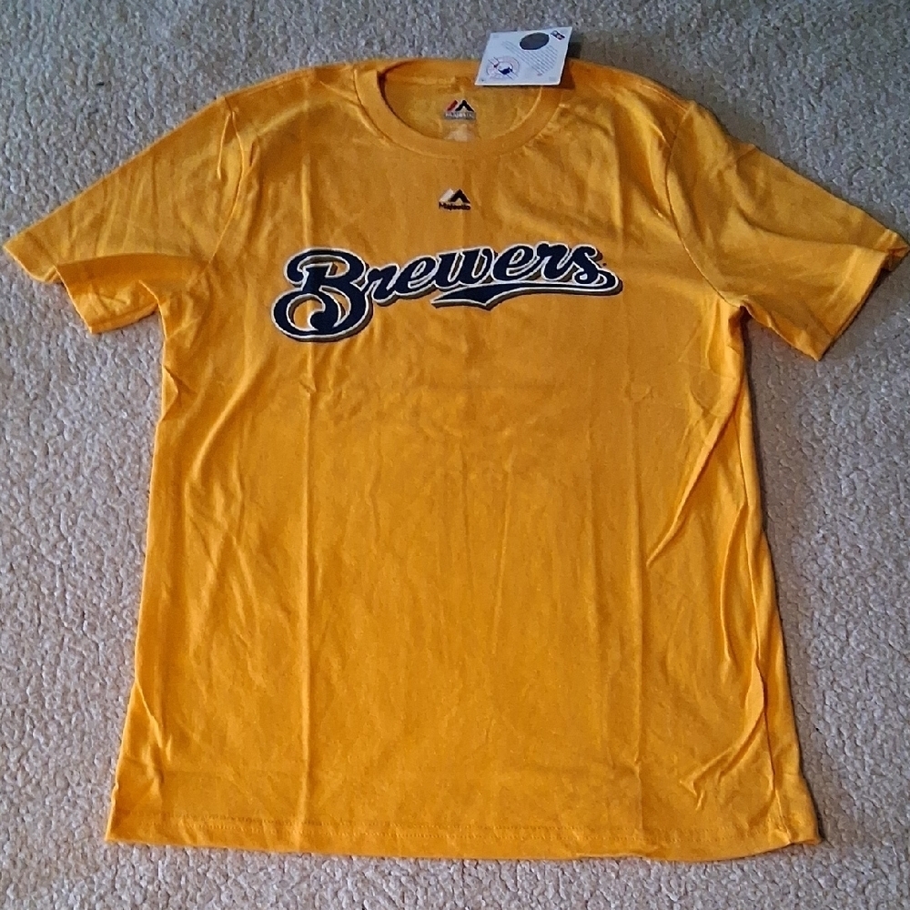 New Majestic Gold Brewers Braun #8 Kids Tee